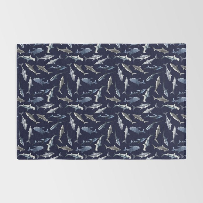SHARKS PATTERN (NAVY BLUE) Rug Gallery Image 2