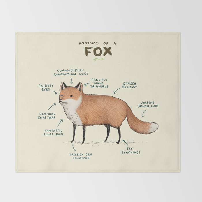 Anatomy of a Fox Throw Blanket Gallery Image 2