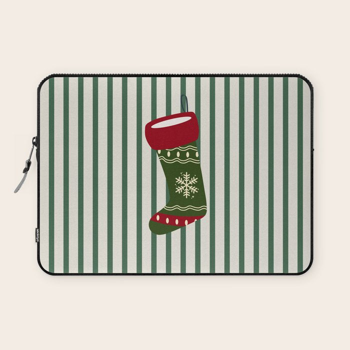 Christmas Stocking Green Laptop Sleeve Gallery Image 1