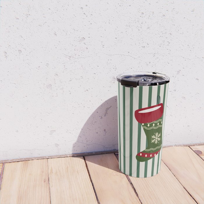 Christmas Stocking Green Travel Mug Gallery Image 4