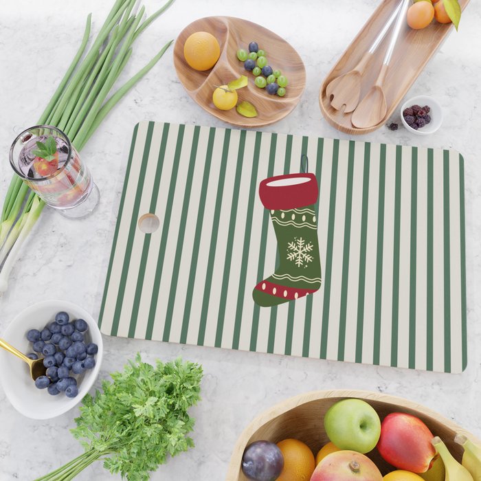 Christmas Stocking Green Cutting Board Gallery Image 2