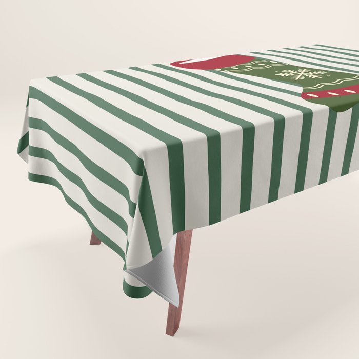 Christmas Stocking Green Tablecloth Gallery Image 1