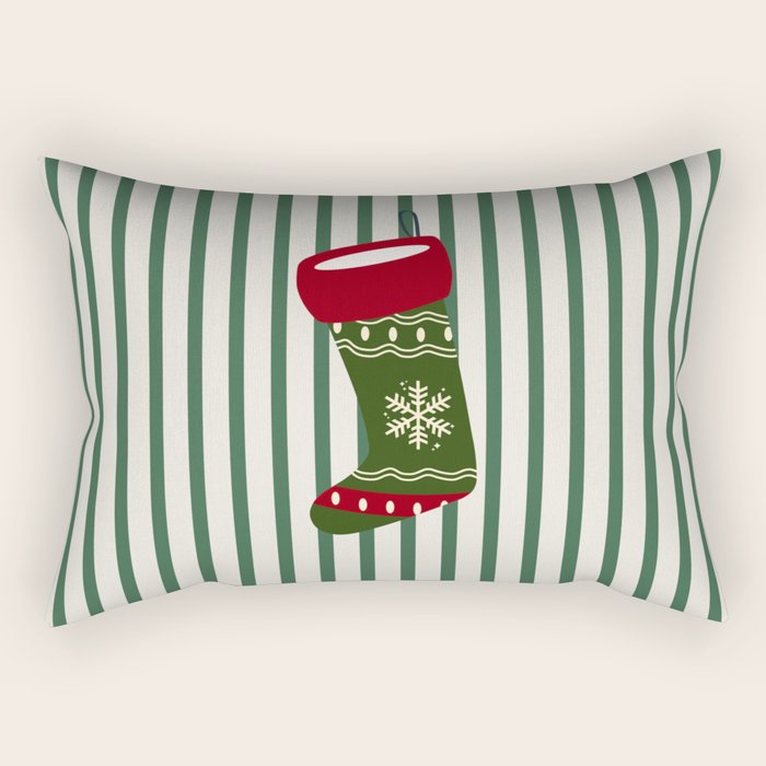 Christmas Stocking Green Rectangular Pillow Gallery Image 2