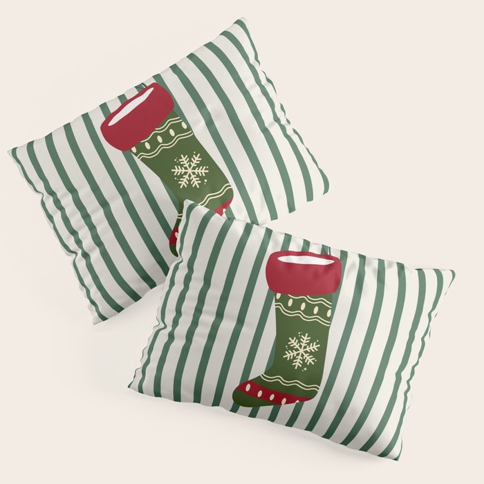 Christmas Stocking Green Pillow Sham Gallery Image 3
