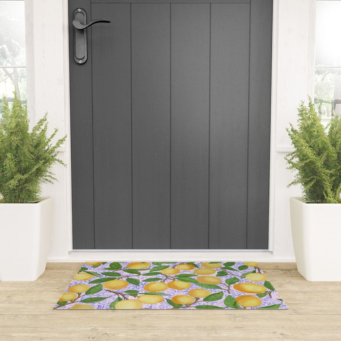 Lemonade on Pink Tile Welcome Mat Gallery Image 3