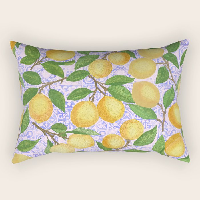 Lemonade on Pink Tile Rectangular Pillow Gallery Image 2