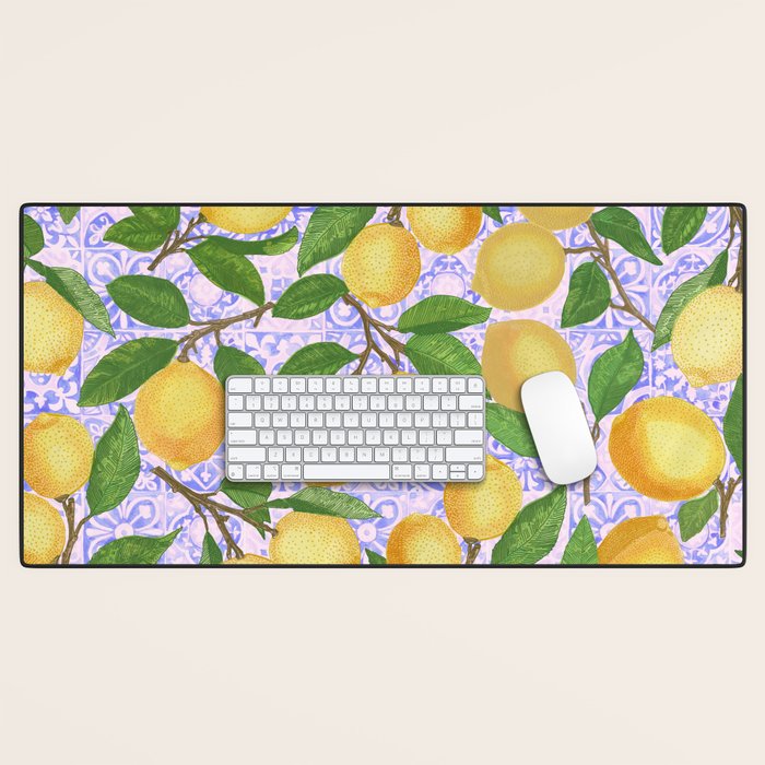 Lemonade on Pink Tile Desk Mat Gallery Image 1