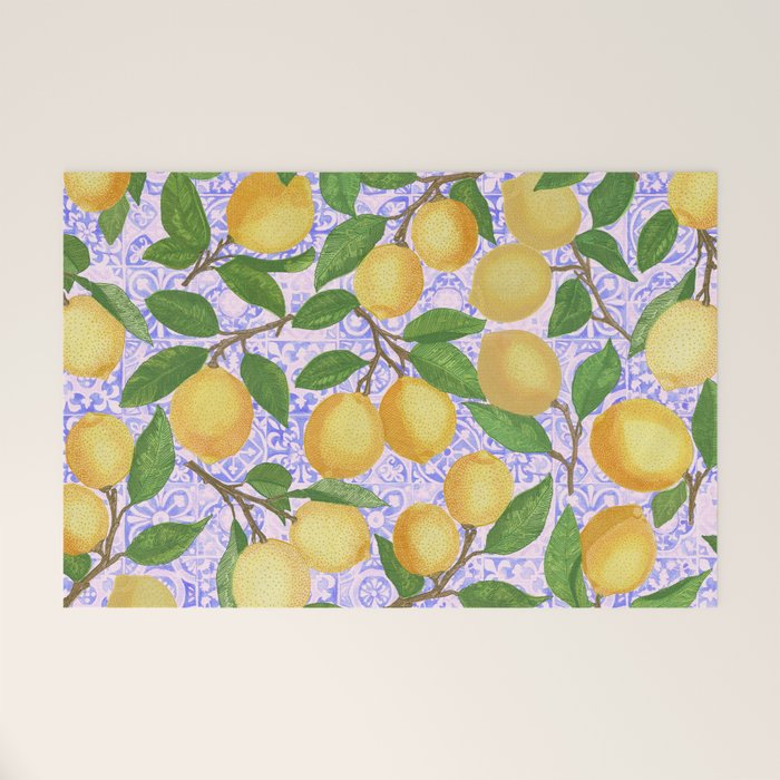 Lemonade on Pink Tile Welcome Mat Gallery Image 1
