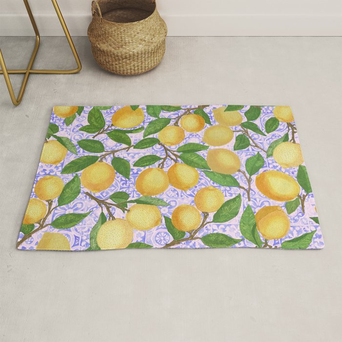 Lemonade on Pink Tile Rug