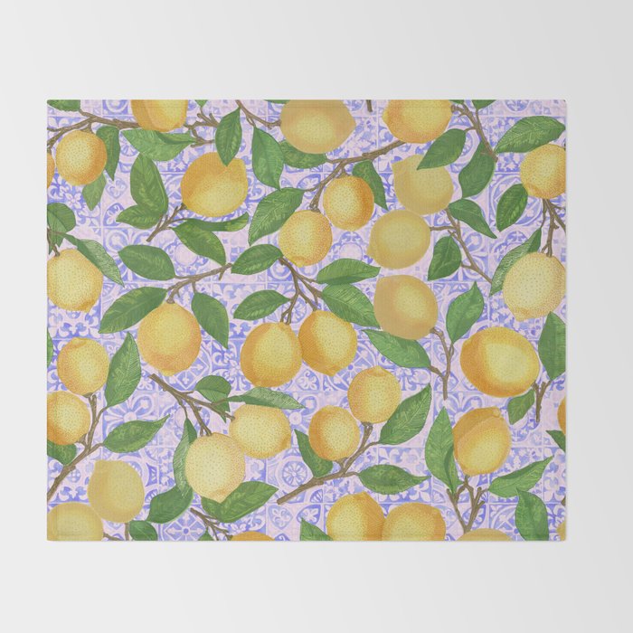 Lemonade on Pink Tile Throw Blanket Gallery Image 2