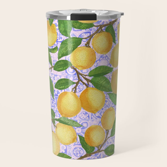 Lemonade on Pink Tile Travel Mug Gallery Image 1