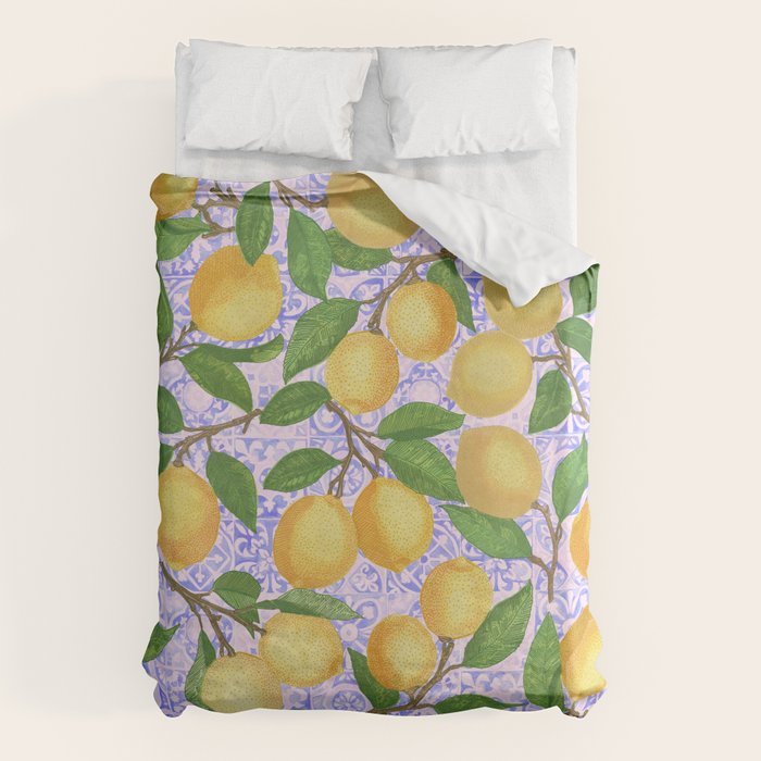 Lemonade on Pink Tile Duvet Cover Gallery Image 1