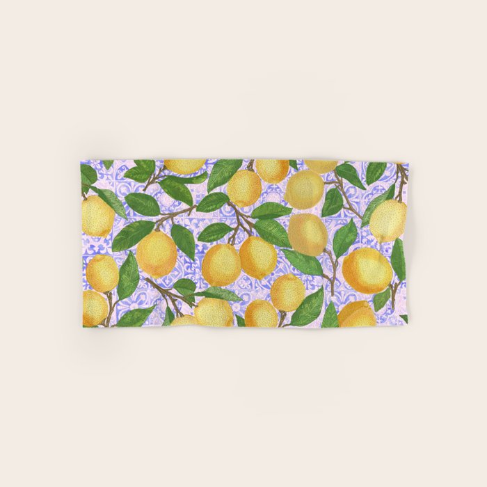Lemonade on Pink Tile Bath Towel Gallery Image 1