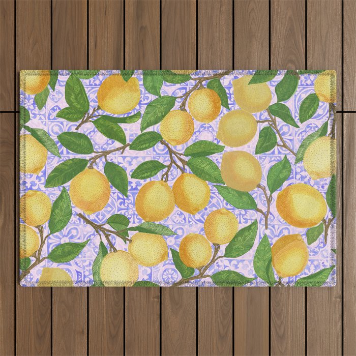 Lemonade on Pink Tile Outdoor Rug Gallery Image 1