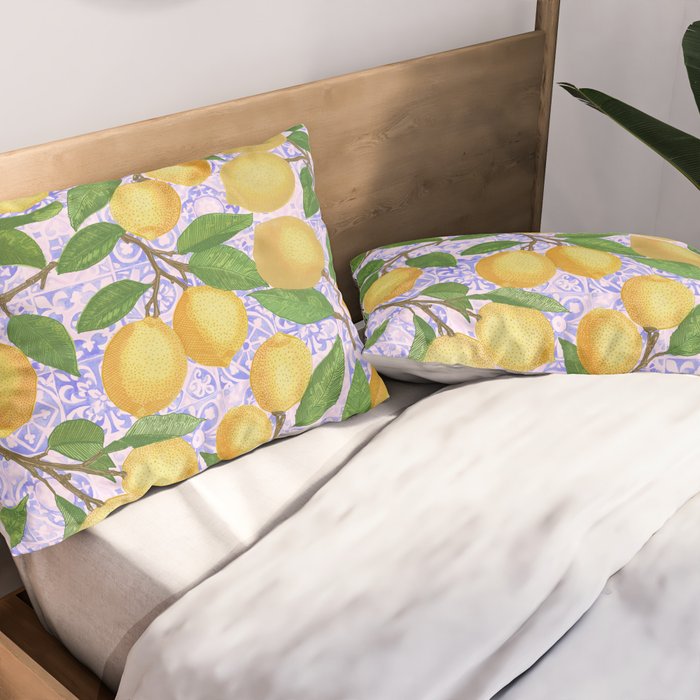 Lemonade on Pink Tile Pillow Sham Gallery Image 2