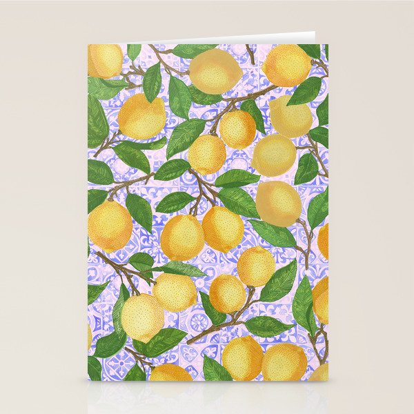 Lemonade on Pink Tile Stationery Card Gallery Image 1