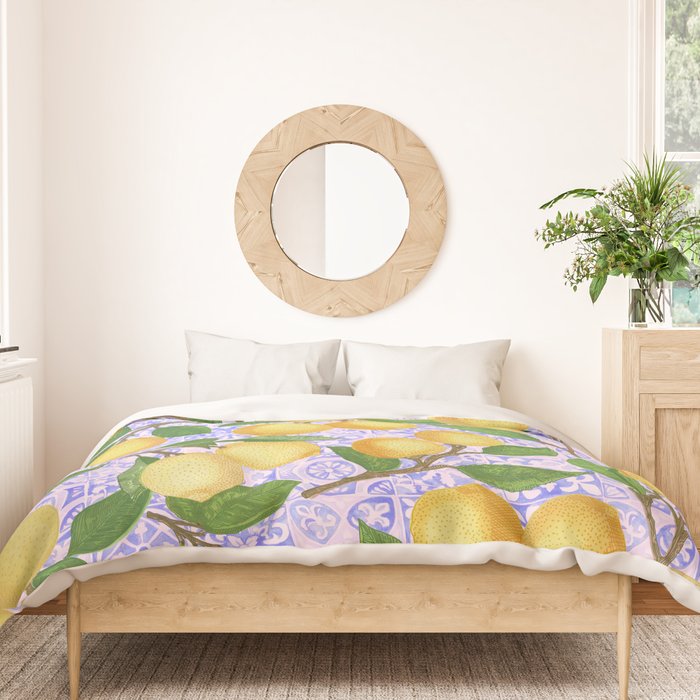 Lemonade on Pink Tile Duvet Cover Gallery Image 3