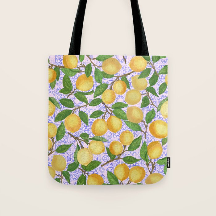Lemonade on Pink Tile Tote Bag Gallery Image 1