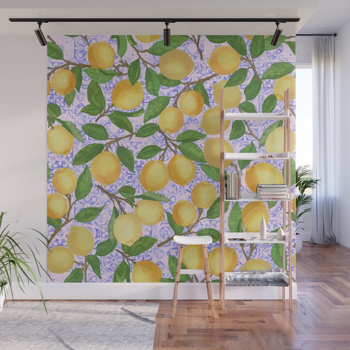 Lemonade on Pink Tile Wall Mural