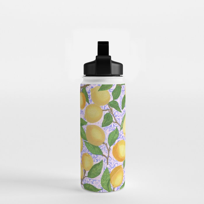 Lemonade on Pink Tile Water Bottle Gallery Image 2