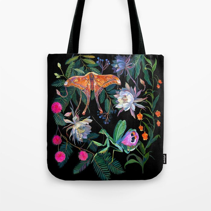 Mantis and Moth Cactus Flower Tote Bag Gallery Image 1