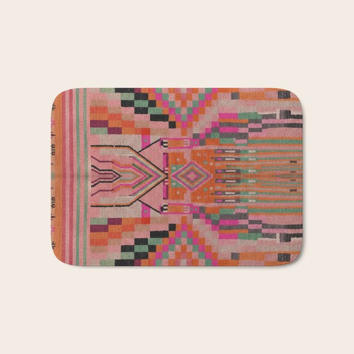 Geometric Tribal Guardian Abstract Textile Art Bath Mat Gallery Image 1