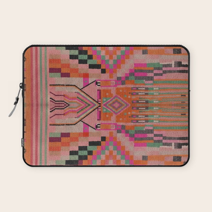 Geometric Tribal Guardian Abstract Textile Art Laptop Sleeve Gallery Image 1