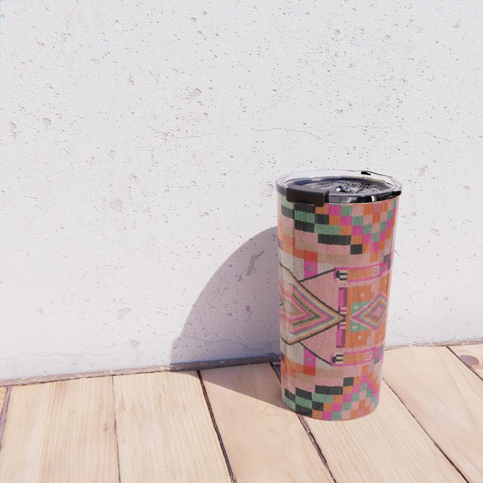 Geometric Tribal Guardian Abstract Textile Art Travel Mug Gallery Image 4