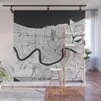 New Orleans Map Gray Wall Mural Gallery Image 1