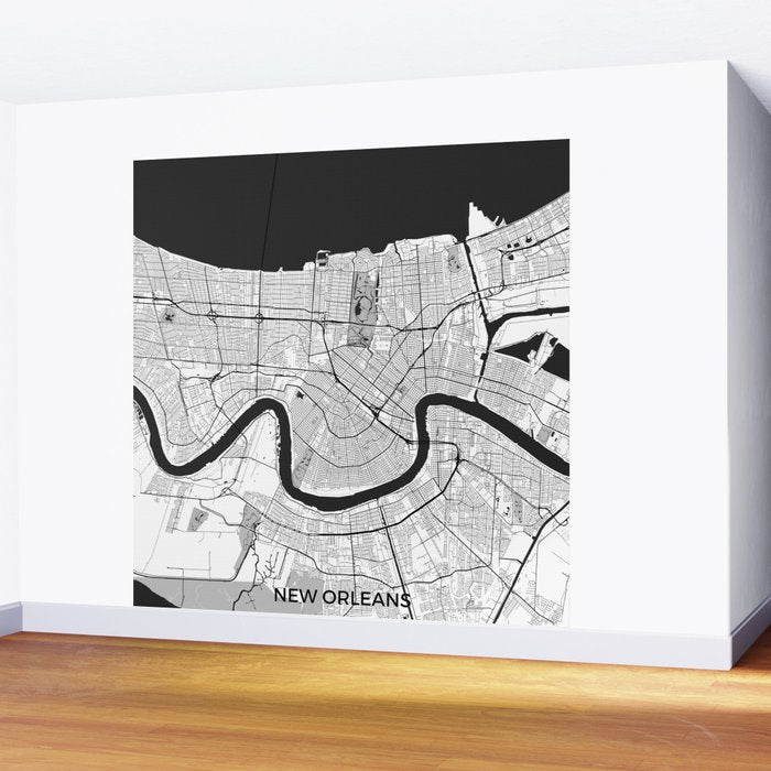 New Orleans Map Gray Wall Mural Gallery Image 2