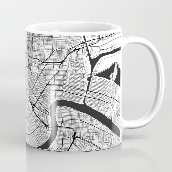 New Orleans Map Gray Coffee Mug Gallery Image 1