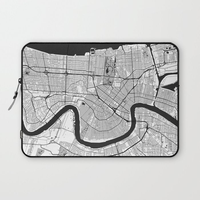 New Orleans Map Gray Laptop Sleeve Gallery Image 1