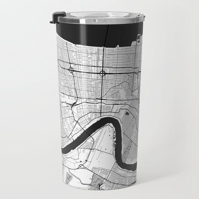 New Orleans Map Gray Travel Mug Gallery Image 3
