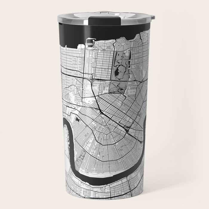 New Orleans Map Gray Travel Mug