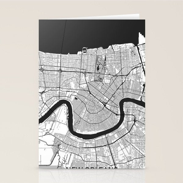 New Orleans Map Gray Stationery Card Gallery Image 1