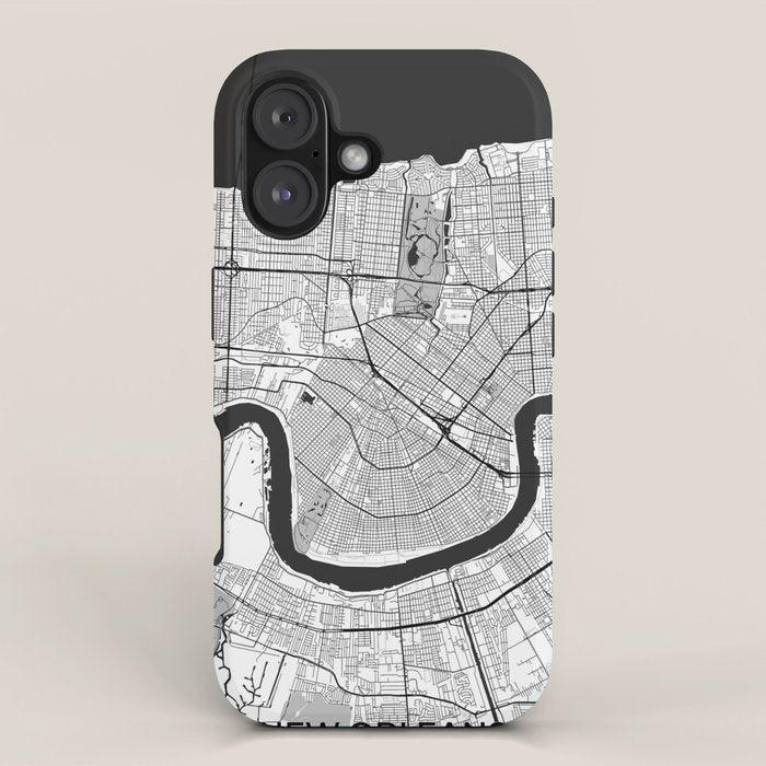 New Orleans Map Gray iPhone Case Gallery Image 1