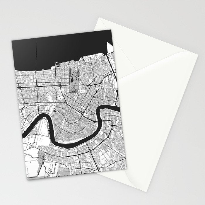 New Orleans Map Gray Stationery Card Gallery Image 2