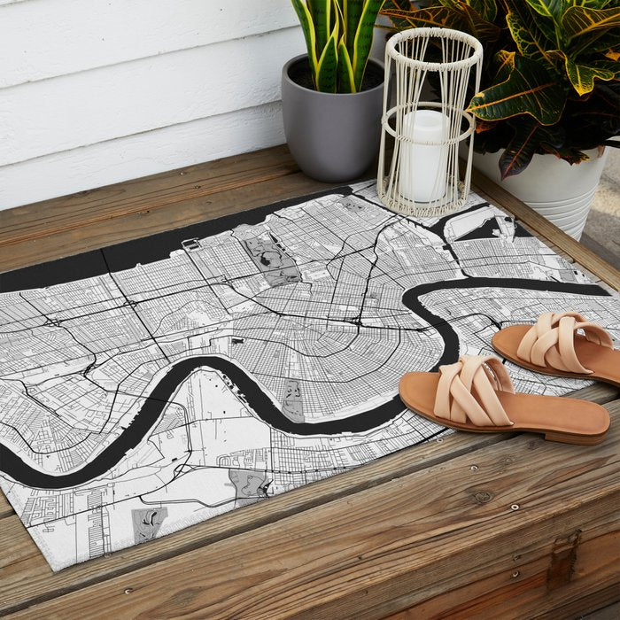 New Orleans Map Gray Outdoor Rug Gallery Image 2