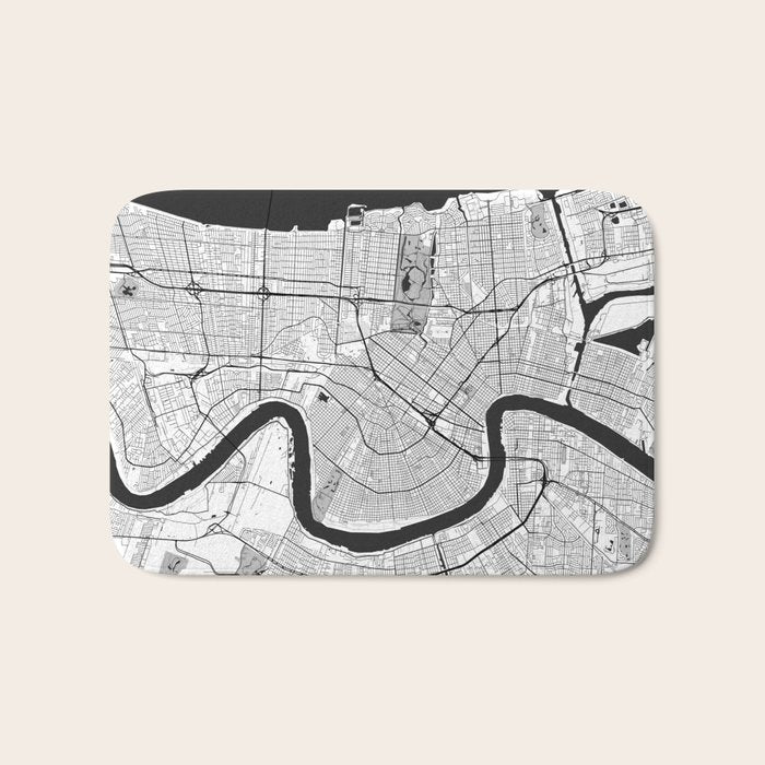 New Orleans Map Gray Bath Mat Gallery Image 1