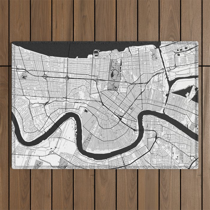 New Orleans Map Gray Outdoor Rug Gallery Image 1