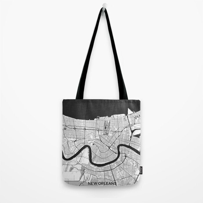 New Orleans Map Gray Tote Bag Gallery Image 2