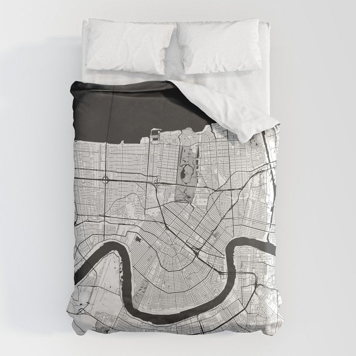 New Orleans Map Gray Duvet Cover Gallery Image 6