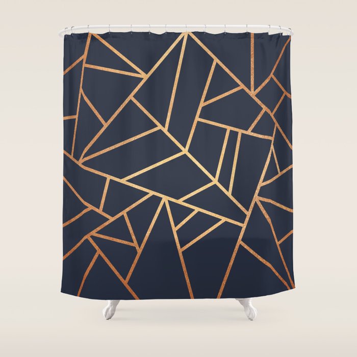 Copper and Midnight Navy Shower Curtain Gallery Image 1