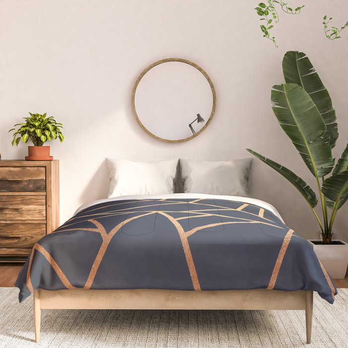 Copper and Midnight Navy Comforter Gallery Image 3