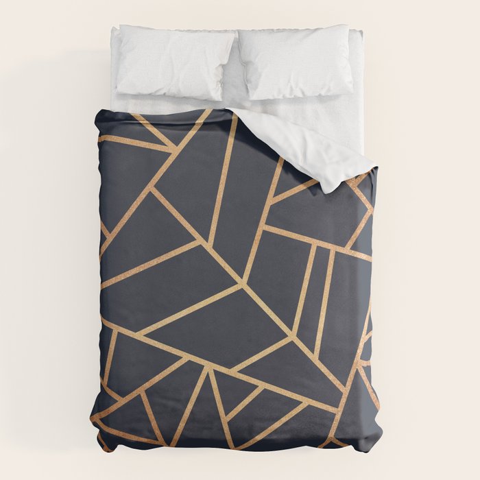 Copper and Midnight Navy Duvet Cover Gallery Image 1