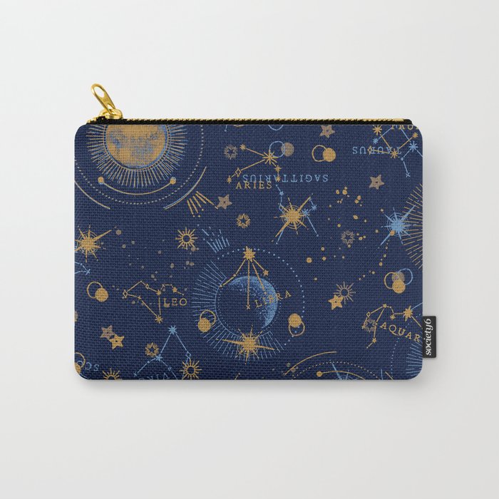 Dark blue zodiac abstract YB Carry All Pouch Gallery Image 1