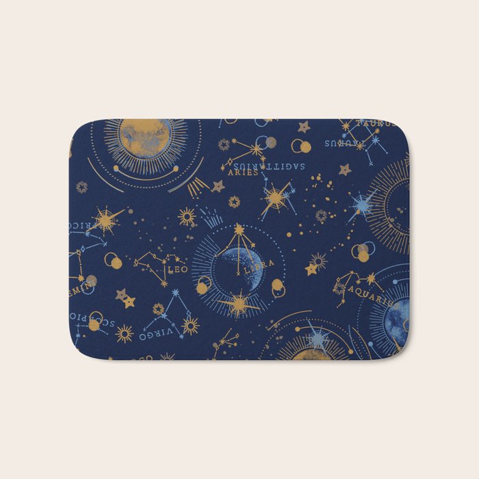 Dark blue zodiac abstract YB Bath Mat Gallery Image 1