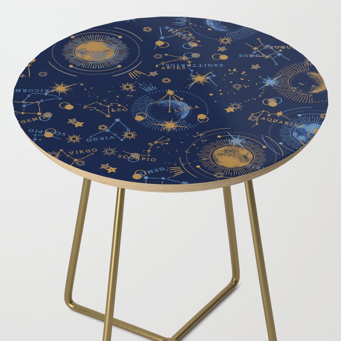 Dark blue zodiac abstract YB Side Table Gallery Image 2