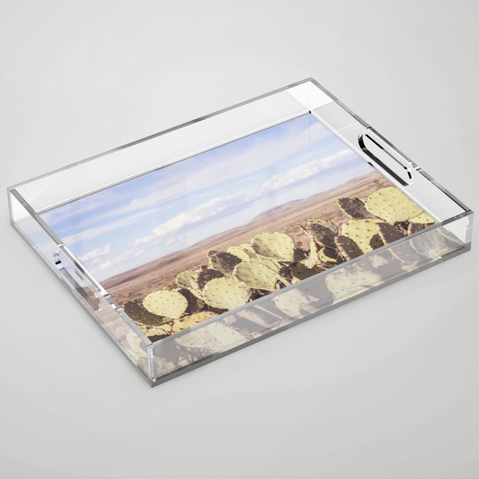 West Texas Landscape x Marathon Prickly Pear Cactus Photography Acrylic Tray Gallery Image 1