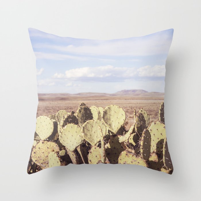 West Texas Landscape x Marathon Prickly Pear Cactus Photography Throw Pillow Gallery Image 6